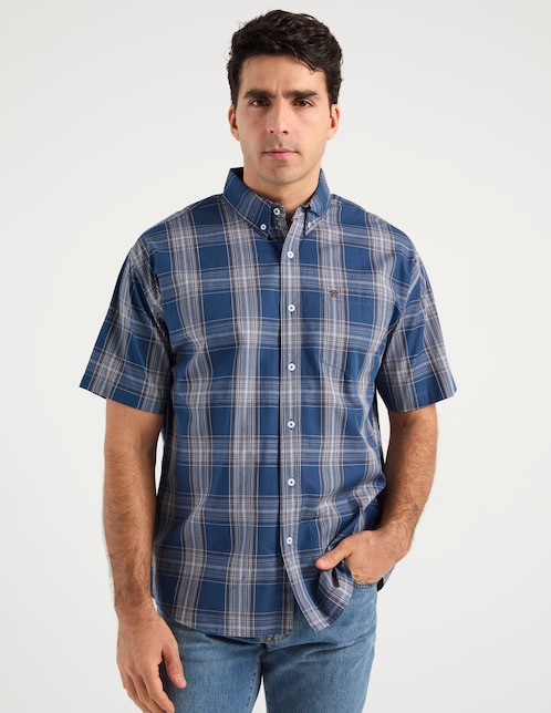 Camisa casual Cavalatti de algodón manga corta para hombre