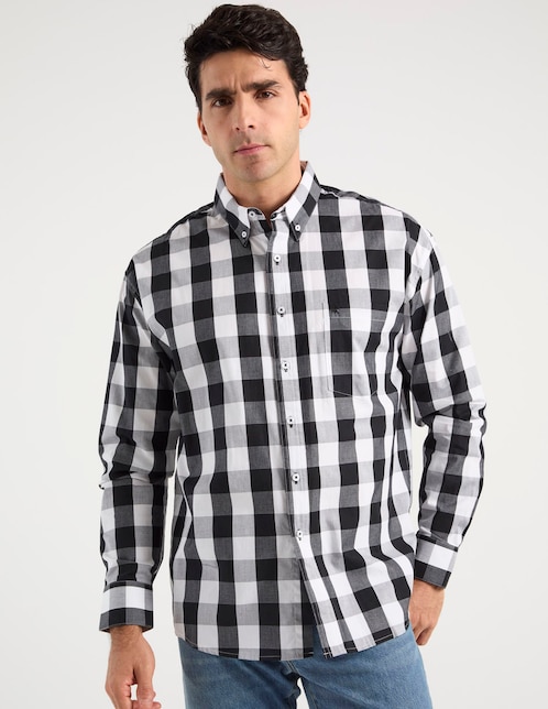 Camisa casual de algodón manga larga para hombre 1