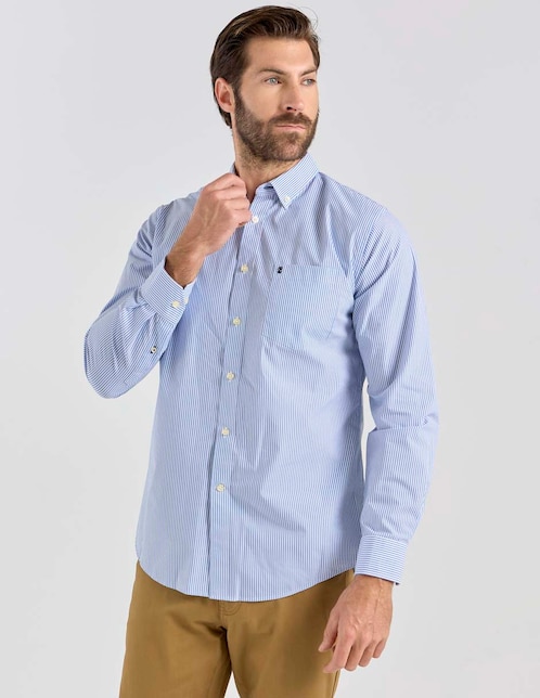 Camisa casual Izod de algodón manga larga para hombre