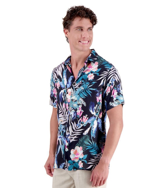 Camisa casual Camasha de viscosa manga corta para hombre