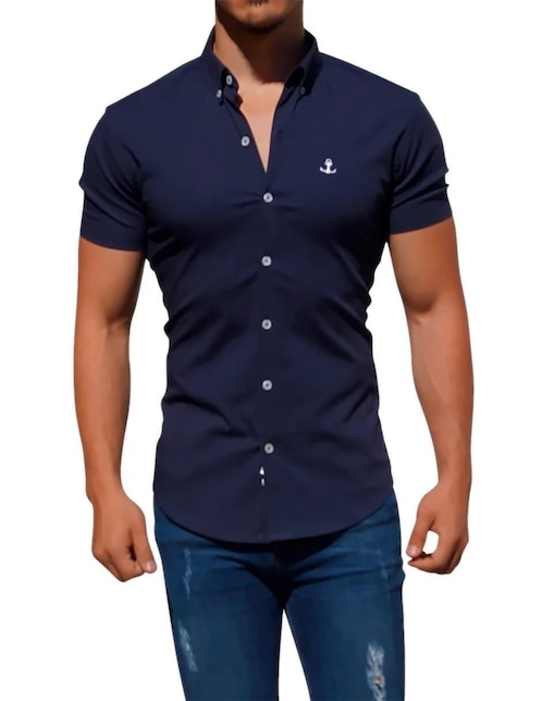 "camisa/sobrecamisa" casual john leopard "de" (si aplica) poliéster y algodón "manga" corta "para hombre"