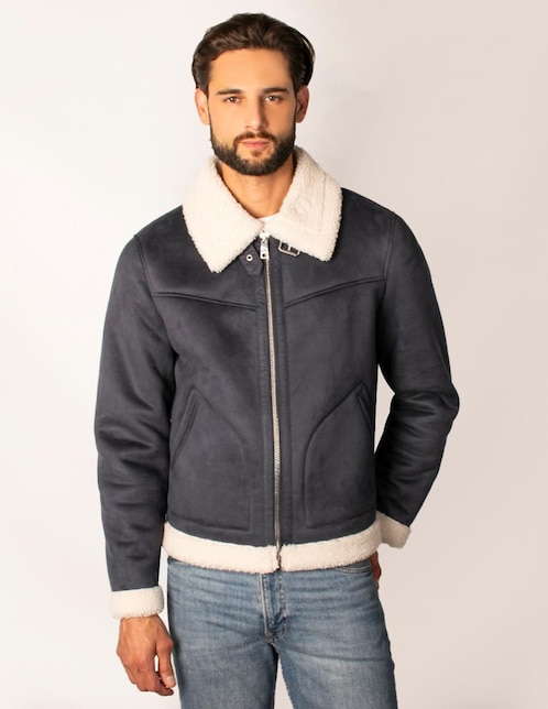 "chamarra" casual greenlander no "de" poliéster cuello a contraste "para hombre"