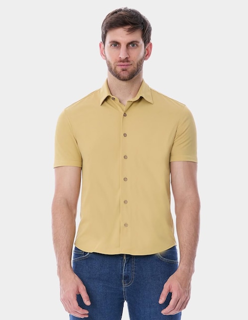 Camisa business casual manga corta para hombre 1