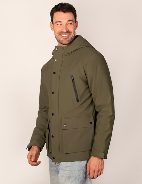 Chamarra parka resistente al agua con capucha para hombre
