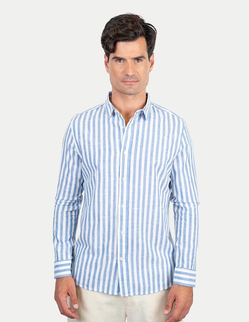 Camisa casual 98 Coast AV de algodón manga larga para hombre