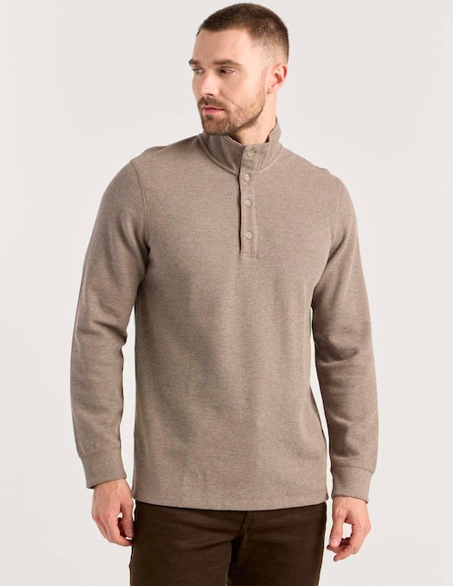 Suéter cuello con botón para hombre 1