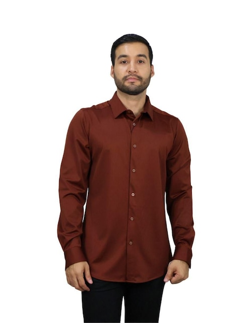 Camisa de vestir de nylon manga larga para hombre