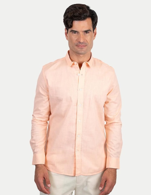 Camisa casual 98 Coast Av de algodón manga larga para hombre