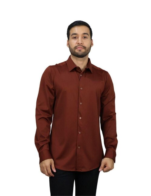 Camisa de vestir Platini de nylon manga larga para hombre