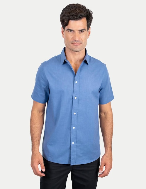 Camisa casual 98 Coast Av de algodón manga corta para hombre