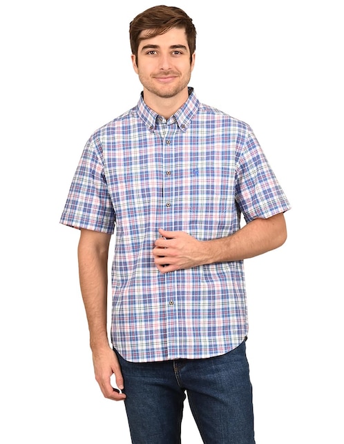 Camisa casual Ferrioni de algodón manga corta para hombre