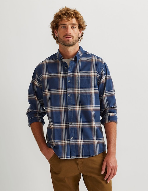 Camisa casual de algodón manga larga para hombre 1