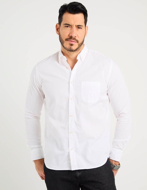 Camisa casual Polosur de algodón manga larga para hombre