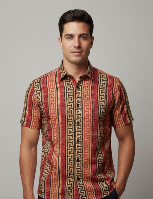 "camisa/sobrecamisa" casual pavini "de" (si aplica) poliéster y algodón "manga" corta "para hombre"