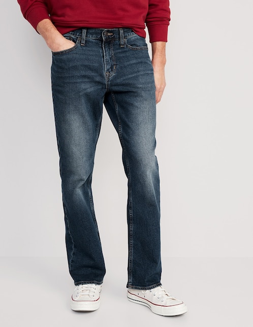 Jeans straight lavado obscuro para hombre 1