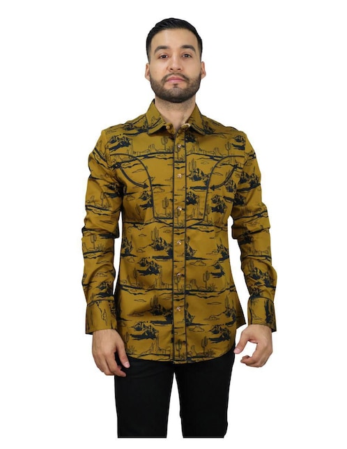 Camisa casual Platini de algodón manga larga para hombre