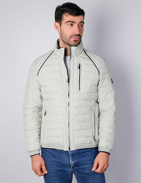 Chamarra capitonada cuello a contraste para hombre 1