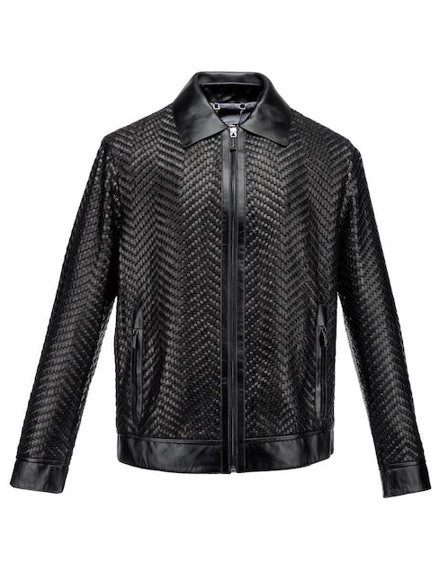 Chamarra casual Cuadra de piel para hombre