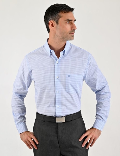Camisa casual Sansabelt de algodón manga larga para hombre