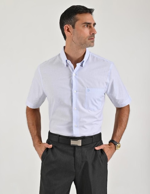 Camisa casual Sansabelt de algodón manga corta para hombre