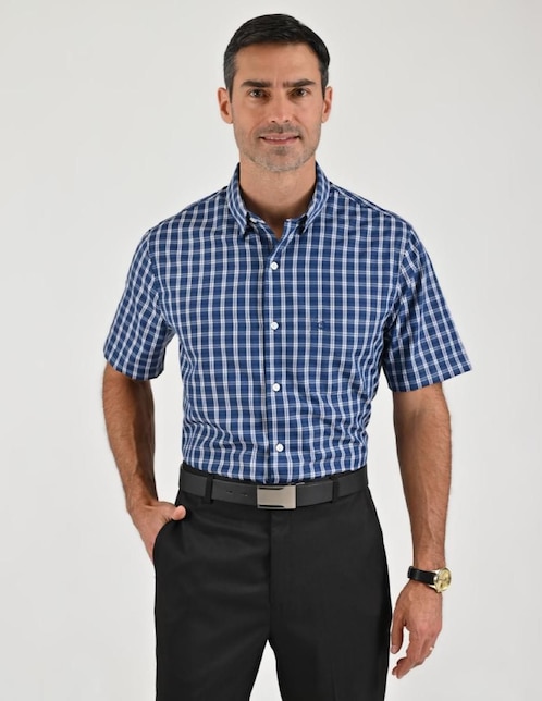 Camisa casual Sansabelt de algodón manga corta para hombre