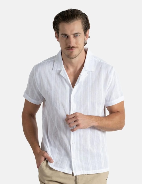 Camisa casual 98 Coast Av de algodón manga corta para hombre