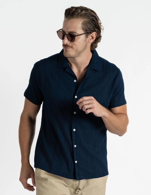 Camisa casual 98 Coast Av de algodón manga corta para hombre