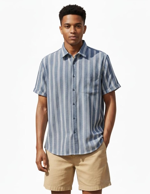 Camisa casual Michel Blanc manga corta para hombre