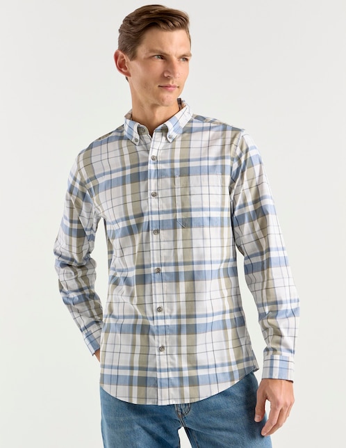 Camisa casual de algodón manga larga para hombre 1