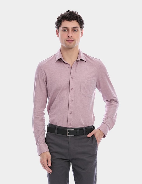 Camisa business casual manga larga para hombre 1