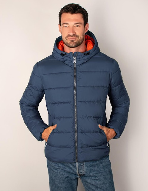 Chamarra capitonada con capucha para hombre 1