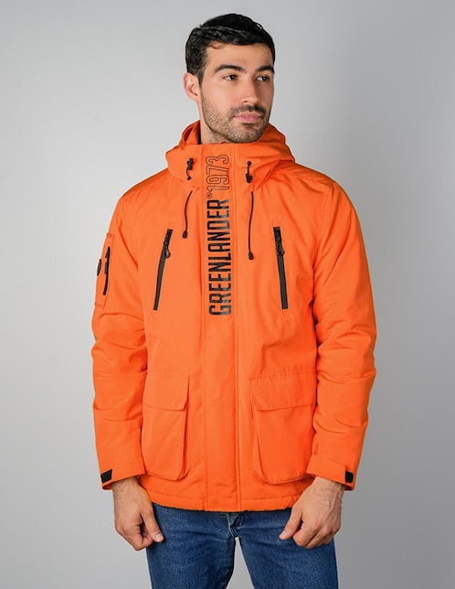 "chamarra" parka greenlander sin familia o colección no "de" poliéster con capucha "para hombre"