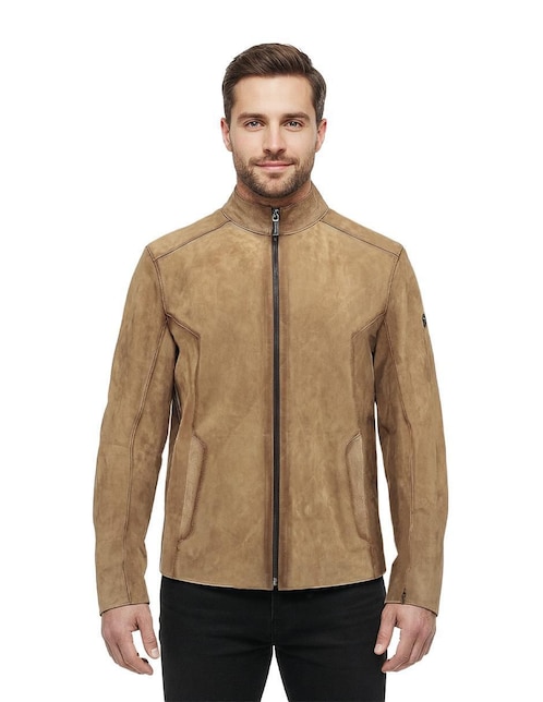 Chamarra casual Cuadra de piel para hombre