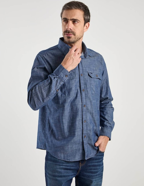 Camisa casual de algodón manga larga para hombre 1