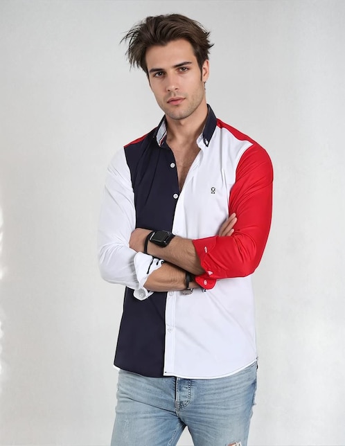 Camisa casual manga larga para hombre