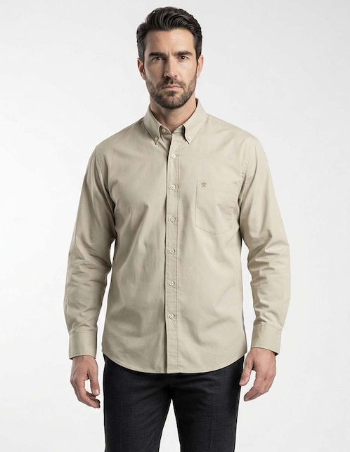 Camisa casual Cavalatti de algodón manga larga para hombre