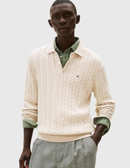 "suéter" tommy hilfiger "cuello" polo "para hombre"