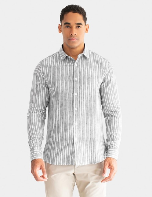 "camisa/sobrecamisa" casual generra "de" (si aplica) poliéster "manga" larga "para hombre"