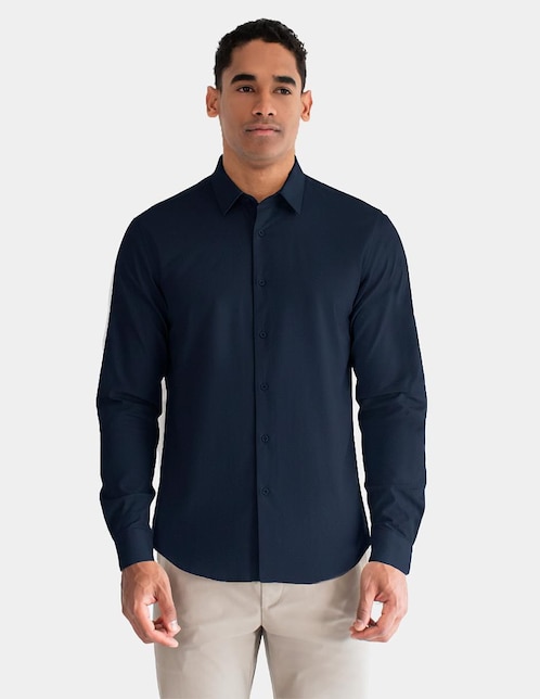 "camisa/sobrecamisa" casual generra "de" (si aplica) poliéster "manga" larga "para hombre"