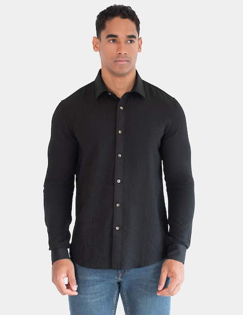 "camisa/sobrecamisa" casual generra "de" (si aplica) poliéster "manga" larga "para hombre"