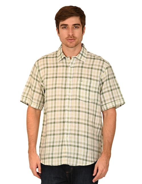 Camisa casual Ferrioni de lino manga corta para hombre