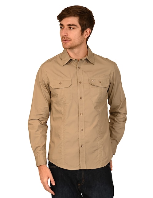 Camisa casual Ferrioni de algodón manga larga para hombre