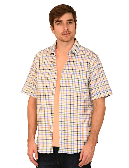Camisa casual Ferrioni de algodón manga corta para hombre
