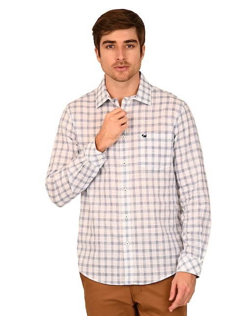 Camisa casual Ferrioni de algodón manga larga para hombre