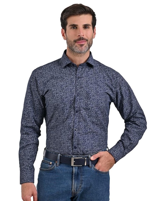 "camisa/sobrecamisa" casual michel blanc "de" (si aplica) algodón y poliéster "manga" larga "para hombre"