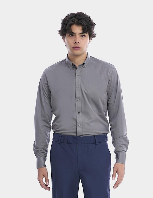 "camisa/sobrecamisa" business casual vittorio forti "de" (si aplica) poliéster "manga" larga "para hombre"