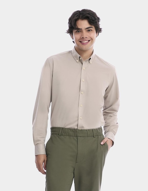 Camisa business casual manga larga para hombre 1