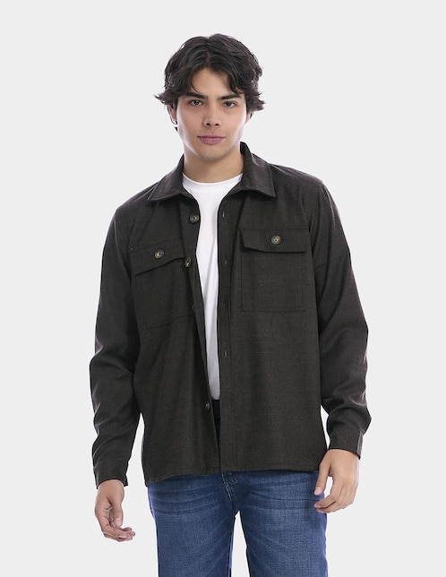Sobrecamisa casual manga larga para hombre