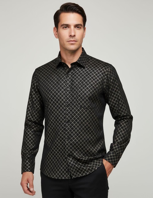 Camisa casual Pavini manga larga para hombre