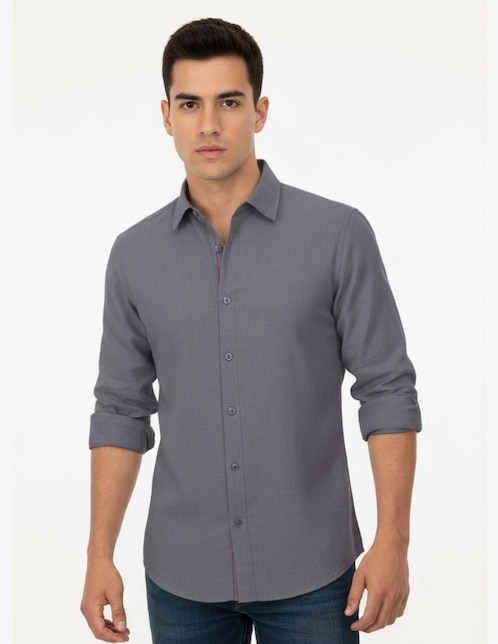 "camisa/sobrecamisa" casual pavini "de" (si aplica) algodón y poliéster "manga" larga "para hombre"